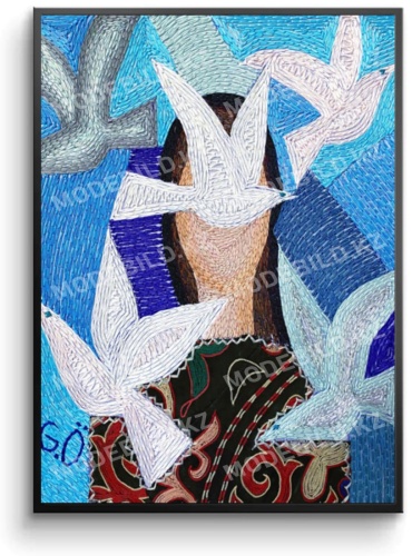 Mode Bild репродукция Ақ көгершін 65x90 см