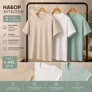 Футболка QONYRAT бежевый, мятный