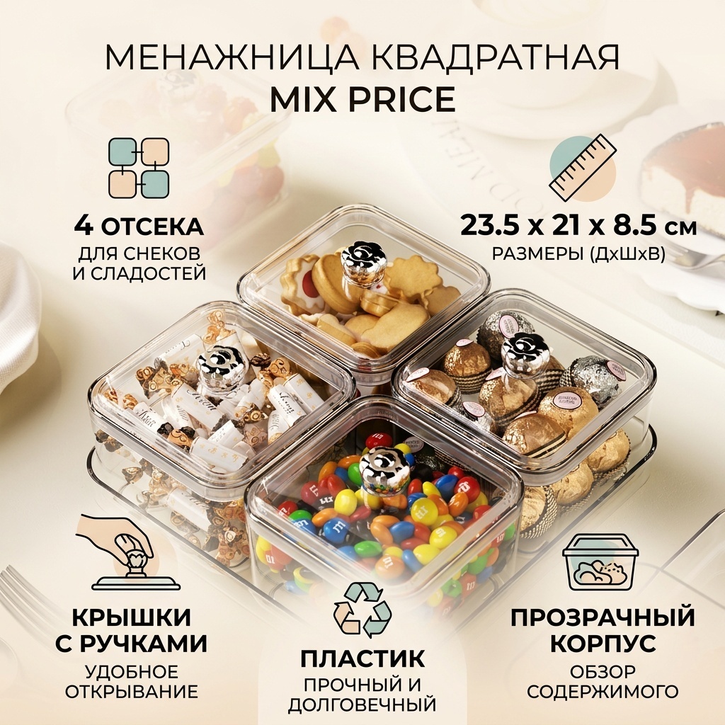 Менажница Mix Price 14837023_451406014 квадратная 1 шт