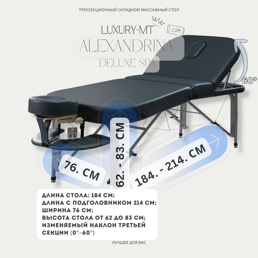 LUXURY MT Кушетка ALEXANDRINA silver blue до 350 кг 76х184 см