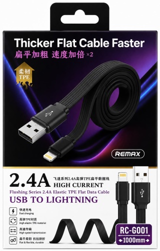 Кабель Remax USB 2.0 (F), Lightning, 1 м, Rx-c001 черный