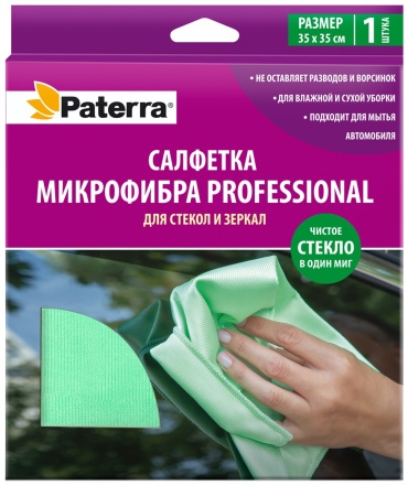 Тряпка для зеркал и стекол PATERRA 406-011 1 шт, микрофибра