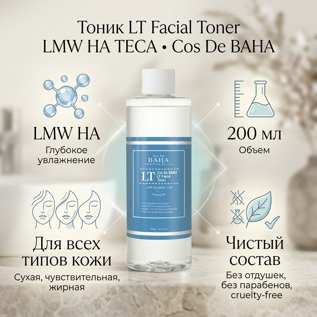 Cos De BAHA тоник LT Facial Toner LMW HA TECA 200 мл