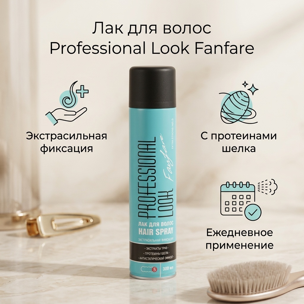Professional Look Fanfare с протеинами шелка лак экстрасильная фиксация 300 мл