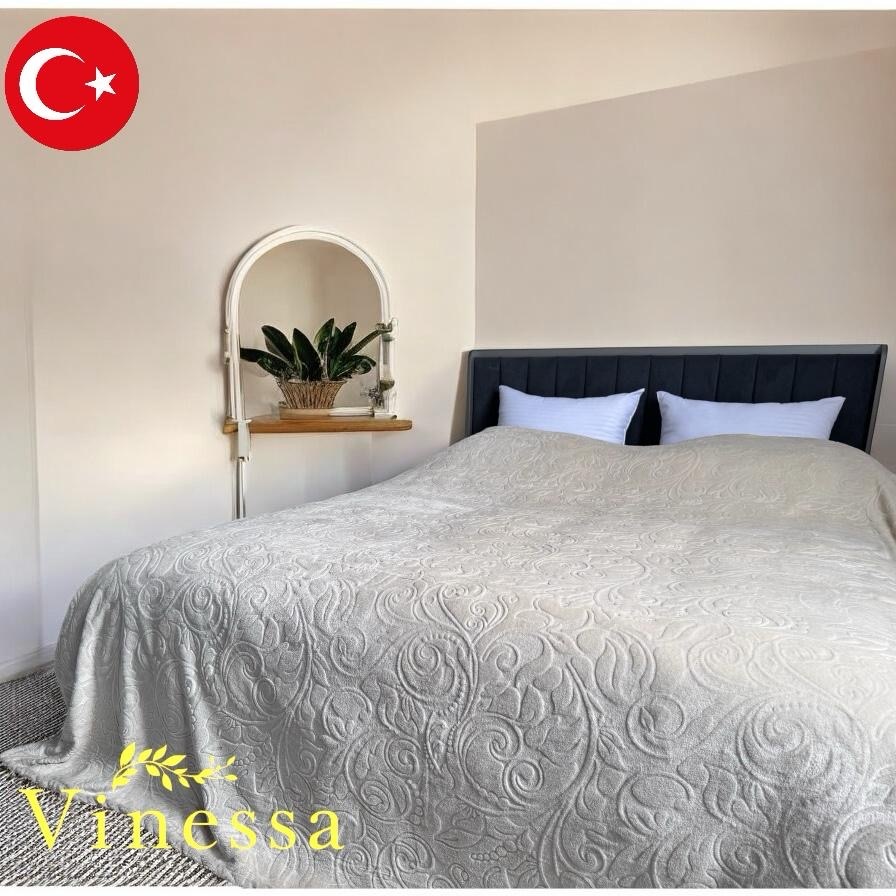 Покрывало Vinessa 200х220 см, хлопок, микрофибра, кремовый