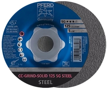 Pferd шлифовальный абразивный диск CC-GRIND-SOLID 125 SG STEEL 64185125 125x22.23 мм 1 шт