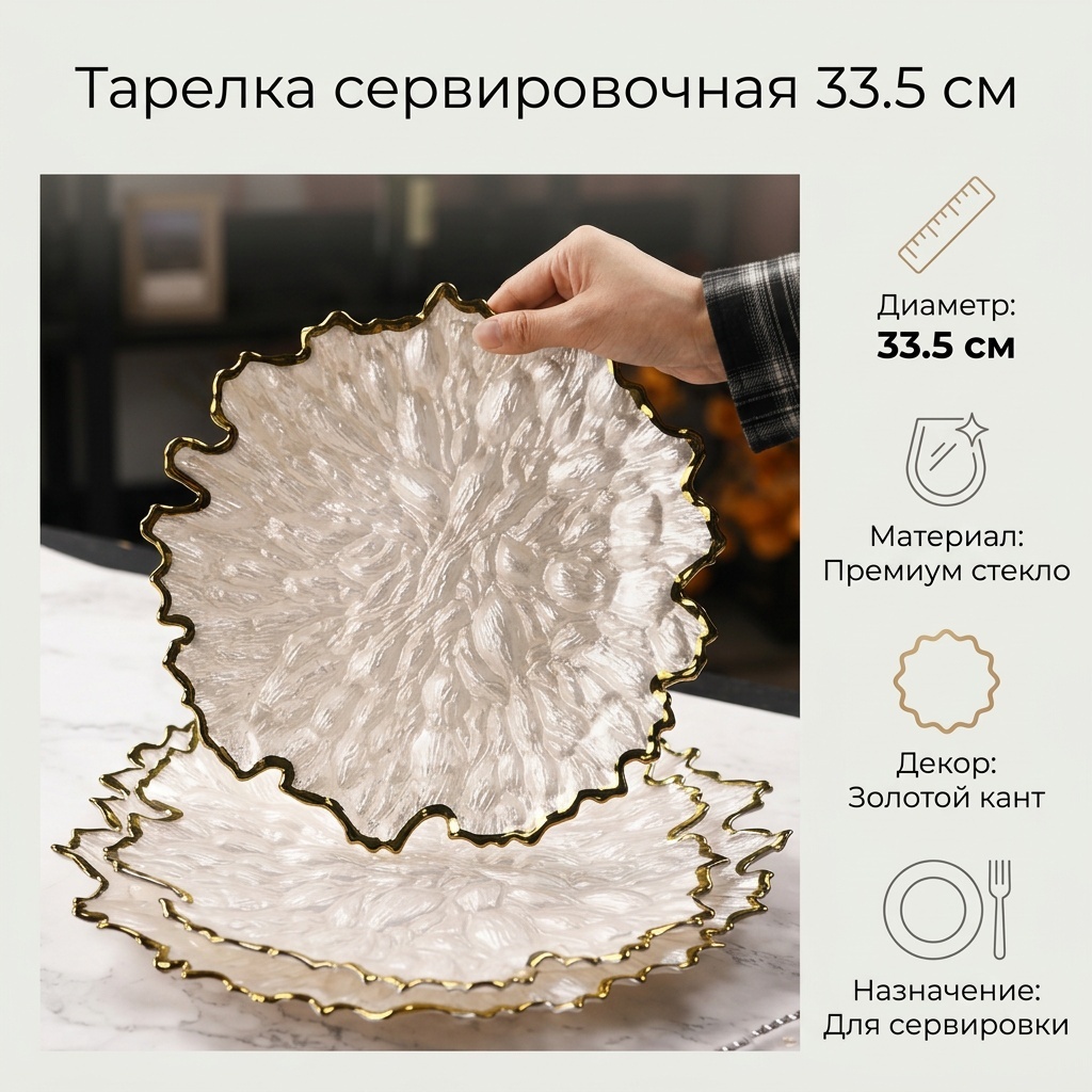 Тарелка 33.5 см, 1 шт, стекло