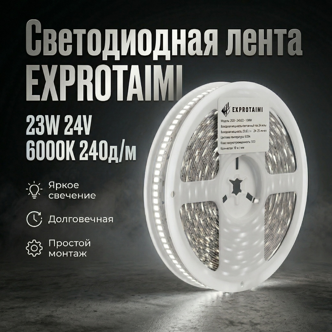 Светодиодная лента холодный белый 10 м
