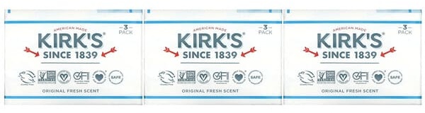 Кусковое мыло туалетное Kirk's Нежное кастильское 100 г по 3 шт