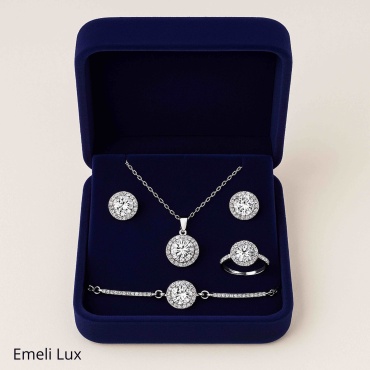 Emeli lux 00009 вес 10 г сплав покрытый серебром 925, фианит