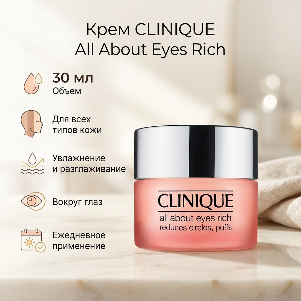 Clinique крем All About Eyes Rich для области вокруг глаз 30 мл