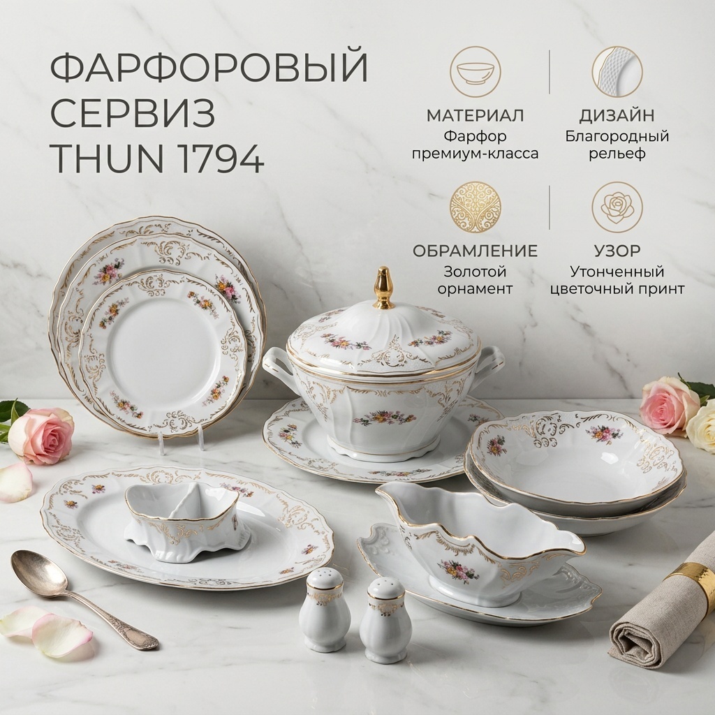 Сервиз на 6 персон Thun 1794 Bernadotte 1752330-8673016, предметов: 26, столовый, фарфор