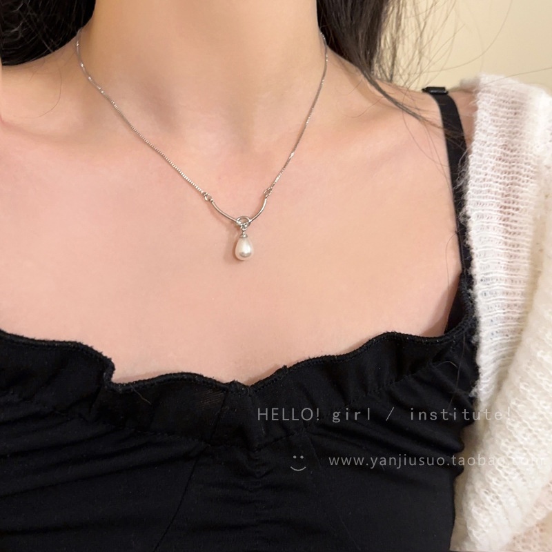 Колье длина 45 см бижутерный сплав, медицинская сталь, жемчуг