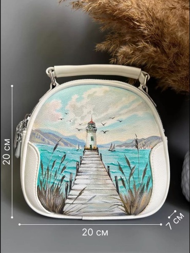 Мини-сумка Lenali Art искусственная кожа белый
