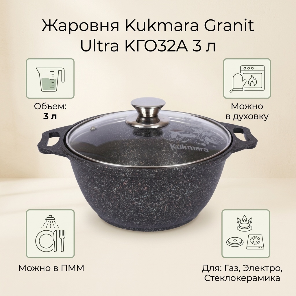Жаровня Kukmara 3 л, алюминий