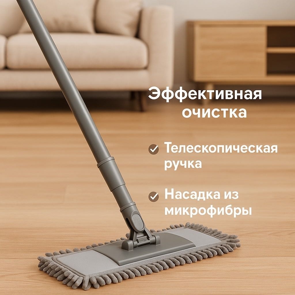 Швабра универсальная , материал насадки: микрофибра, серый