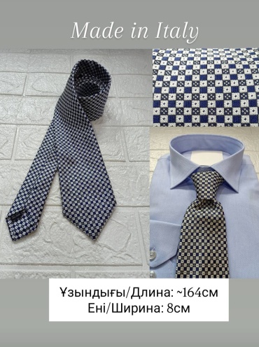 Галстук шелк 164 см белый, синий