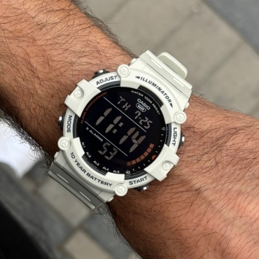 Кварцевые CASIO Big Display Grey, крупный экран, спортивный корпус пластик