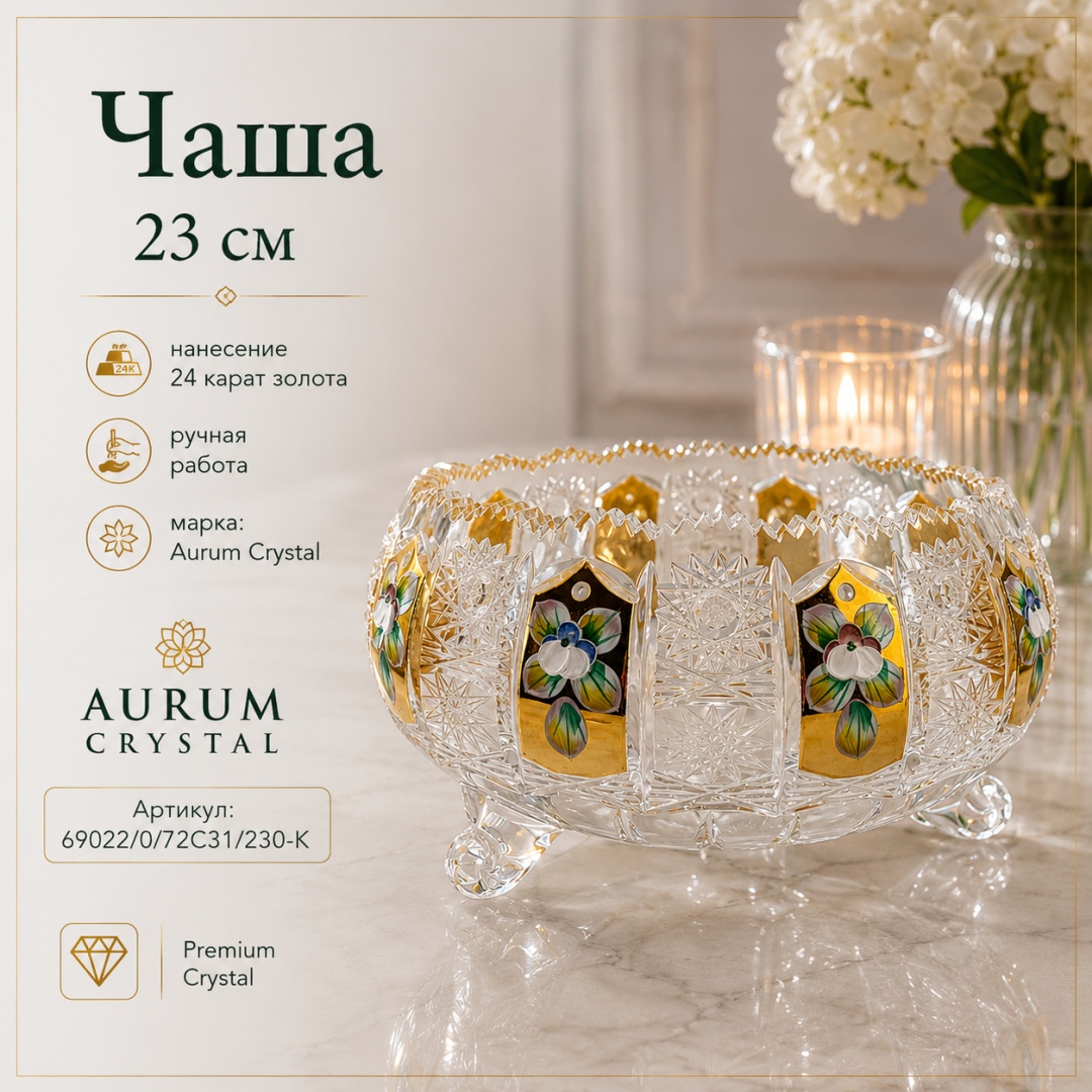 Салатник Aurum Crystal 23х23 см, хрусталь, 1 шт
