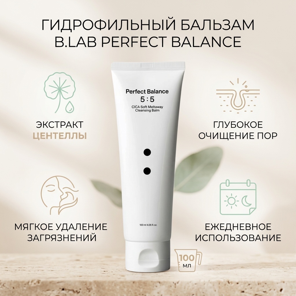 B.LAB Perfect Balance Cica Soft Meltaway Cleansing Balm Гидрофильный Бальзам с Центеллой 100ml гидрофильный щербет 100 мл