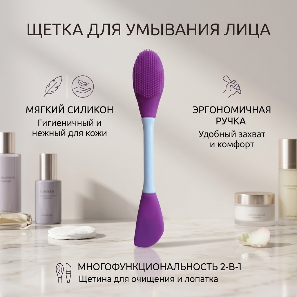 Щетка для лица, для умывания фиолетовый 1 шт