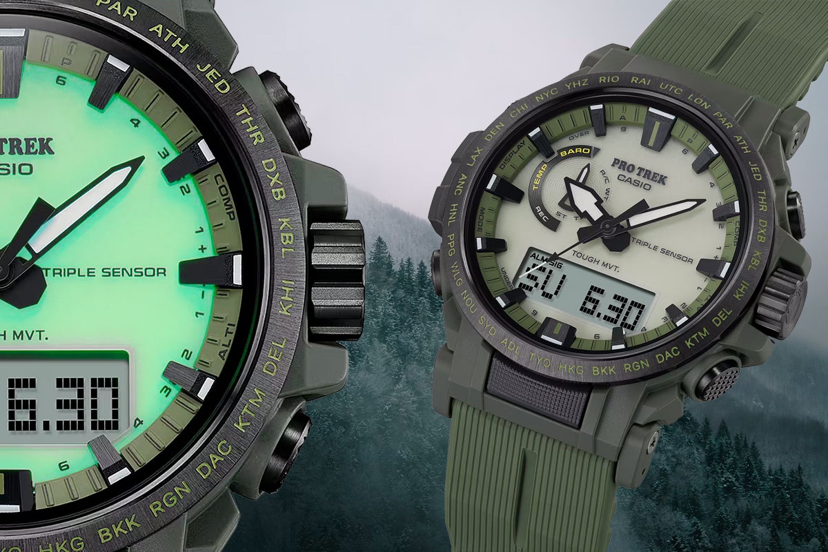 Кварцевые CASIO Pro Trek Forest Gear сталь, полимерный пластик