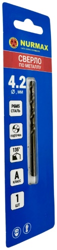 Nurmax по металлу Сверло по металлу 4.2 мм, 1 шт.