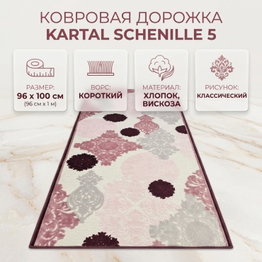 Ковровая дорожка KARTAL короткий ворс, хлопок, вискоза, 96 см x 1 м