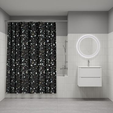 Штора для ванной IDDIS BT02P18i11 180x200 черный, мультиколор, полиэстер