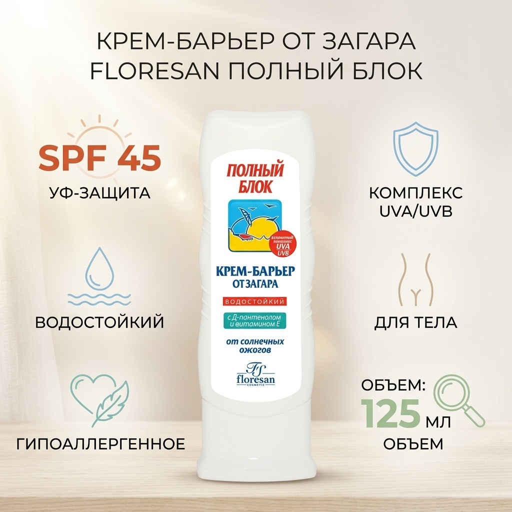 Floresan Полный блок SPF45 крем для тела 125 мл