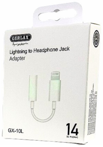 Переходник GERLAX 3.5 мм jack (F), Lightning (M), 0.11 м, GX-10L белый