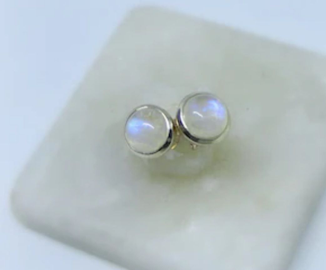 Пусеты HandMade TDS925-631116 вес 1.55 г серебро, лунный камень