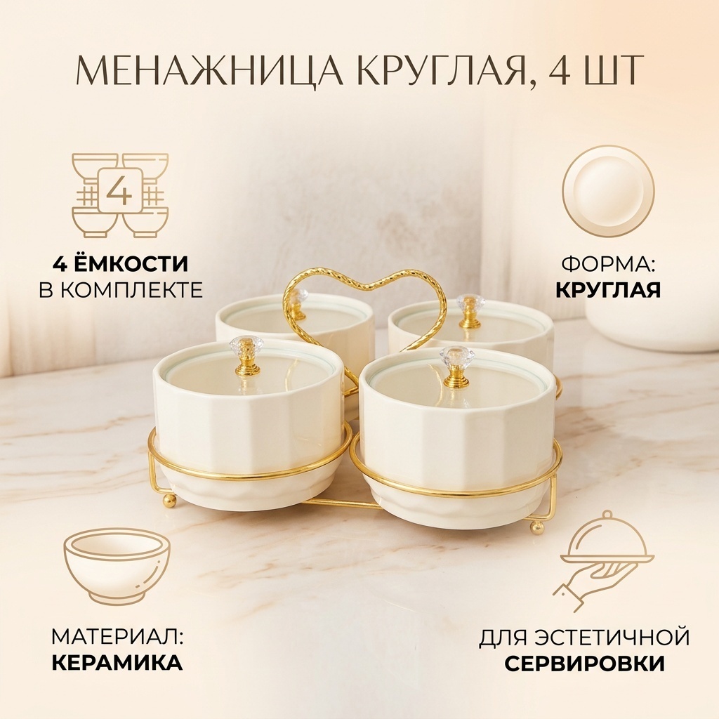 Менажница Менажница круглая 4 шт