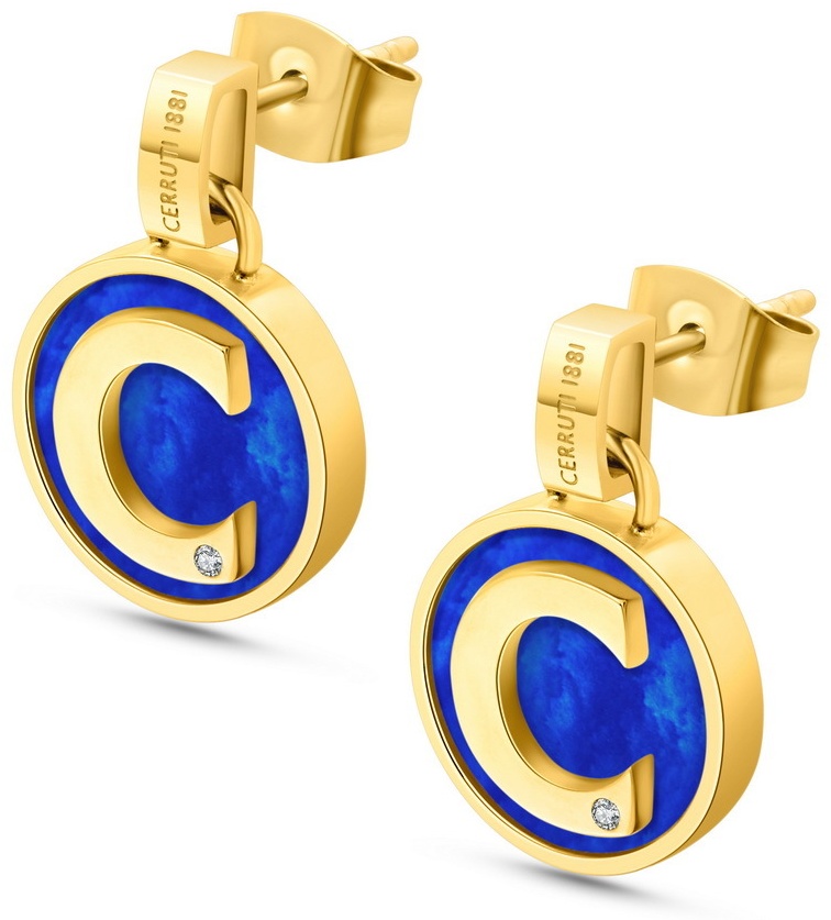 Серьги Cerruti 1881 медицинская сталь, лазурит, стразы