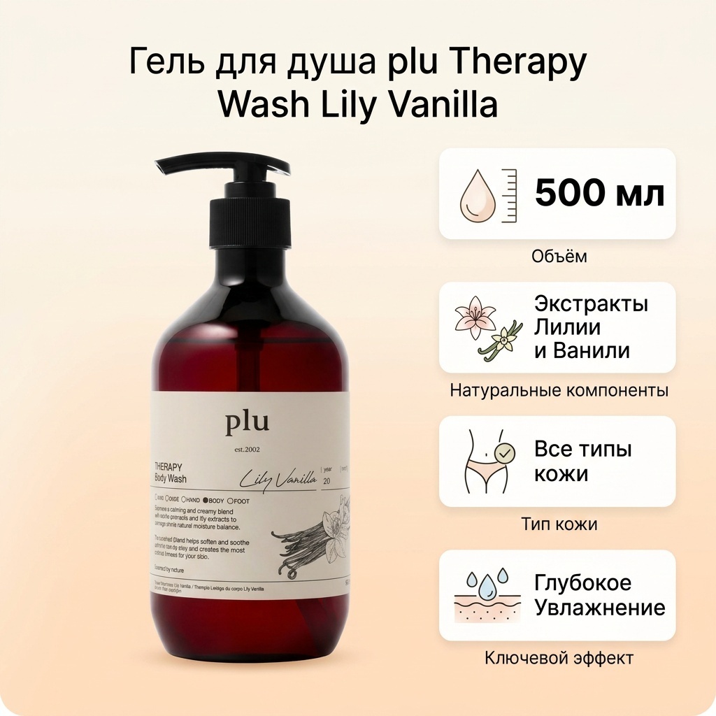 Plu Гель для душа PLU Therapy Wash Lily Vanilla 500 г. гель 500 мл