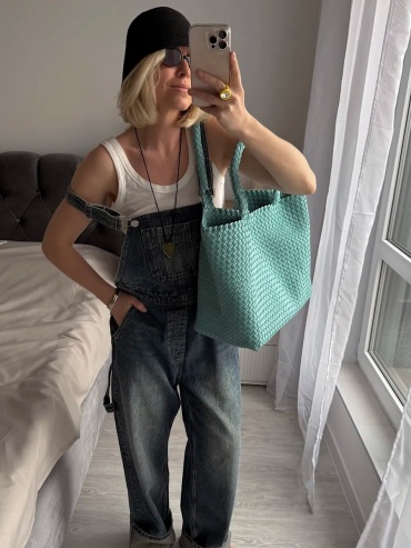 Сумка шоппер WEEKEND AESTHETIC текстиль голубой
