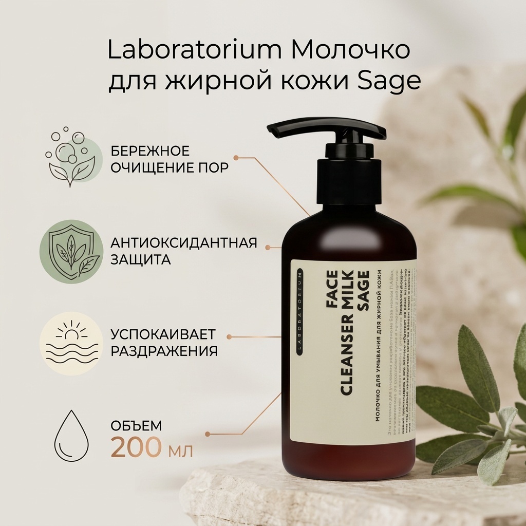 Laboratorium Для жирной кожи молочко 200 мл
