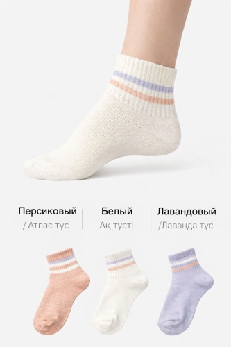 Носки Ciorap 2419-13 3 пары белый, розовый, сиреневый 33-35