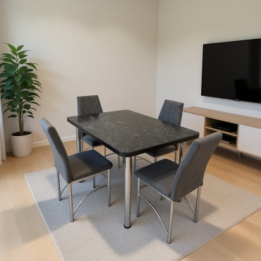 Комплект MEBEL STYLE GROUP 115780282, стол 120х80 см + 4 стула, черный, серый