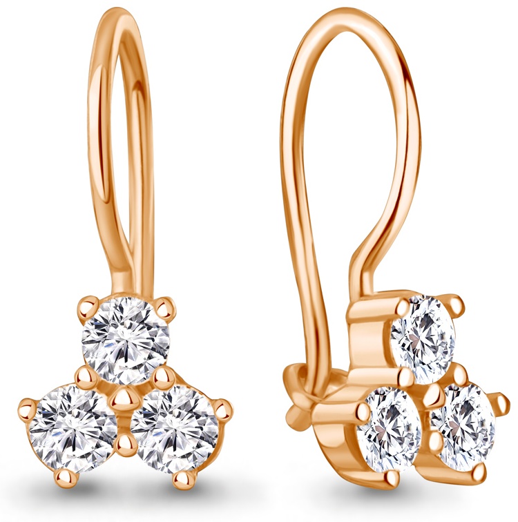 Серьги AQUAMARINE 400994А.6 вес 1.3 г серебро, фианит