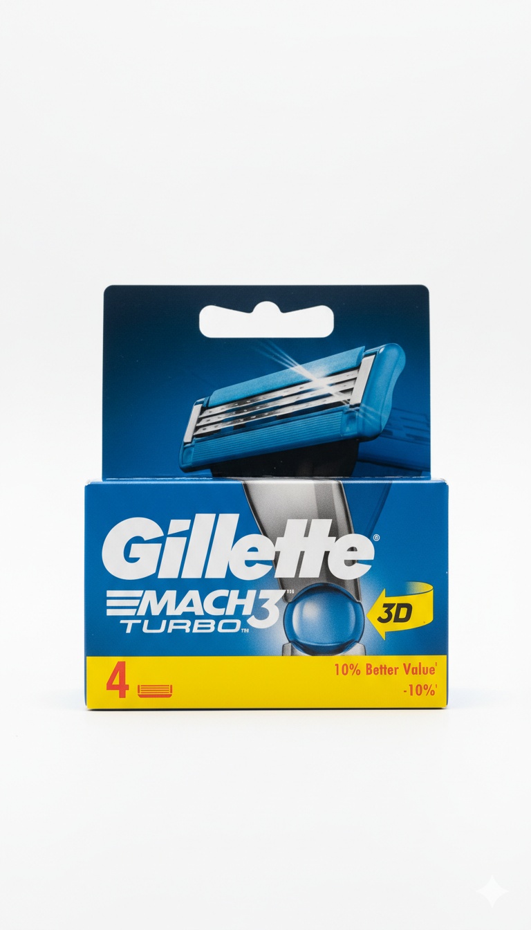 Gillette Сменные кассеты для бритвы Mach3 Turbo 3D, 3 лезвия, 4 шт. сменные кассеты 4 шт