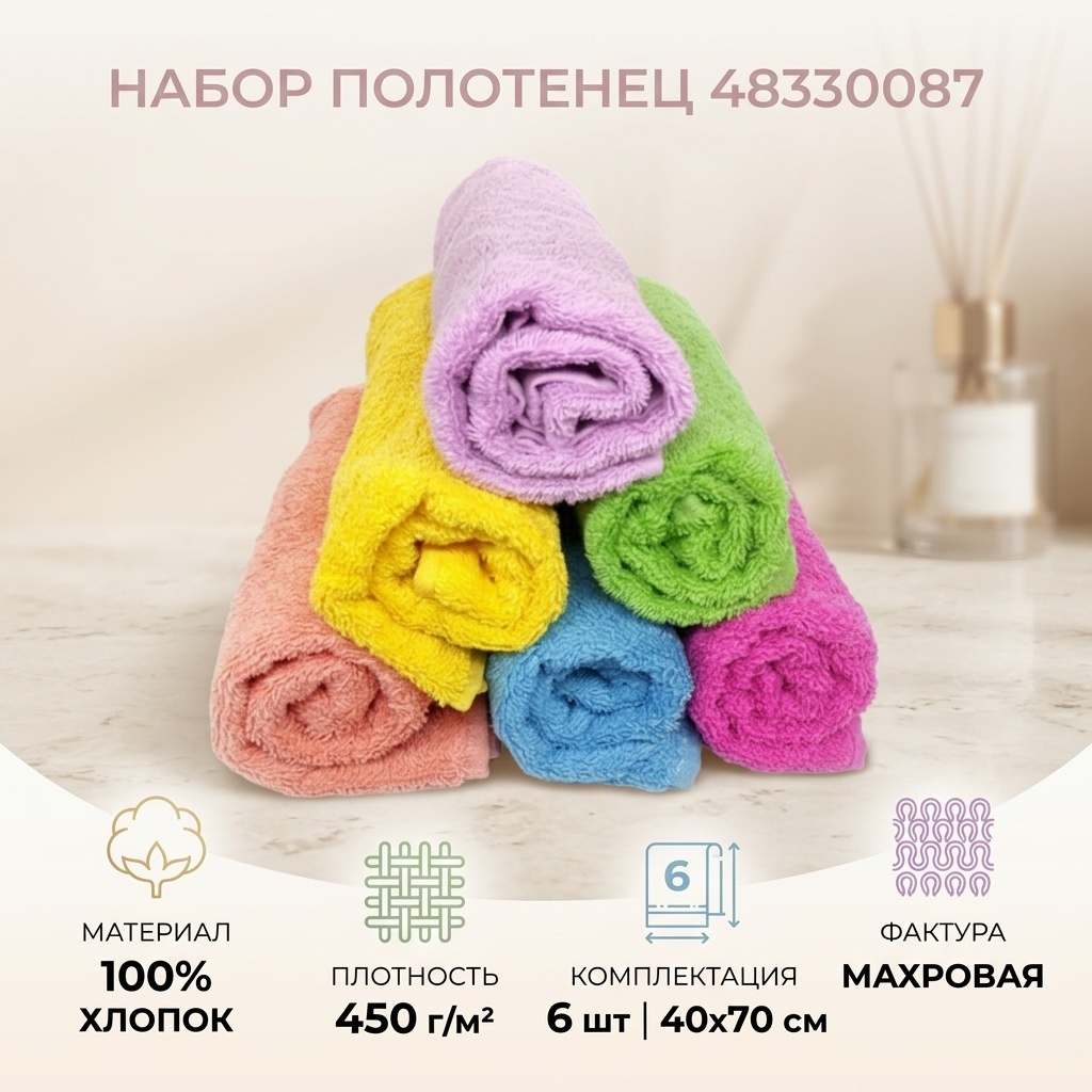 Набор полотенец Ашгабат Докма Топлумы 70x40 см, хлопок, 6 шт,
