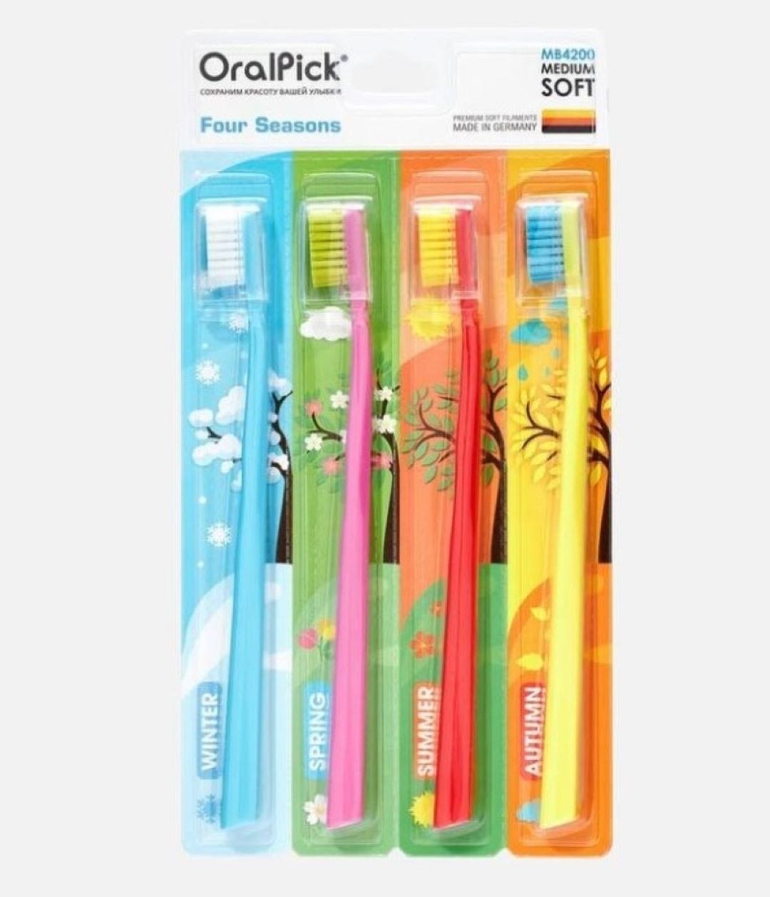 OralPick Four Seasons зубная щетка средняя 4 шт