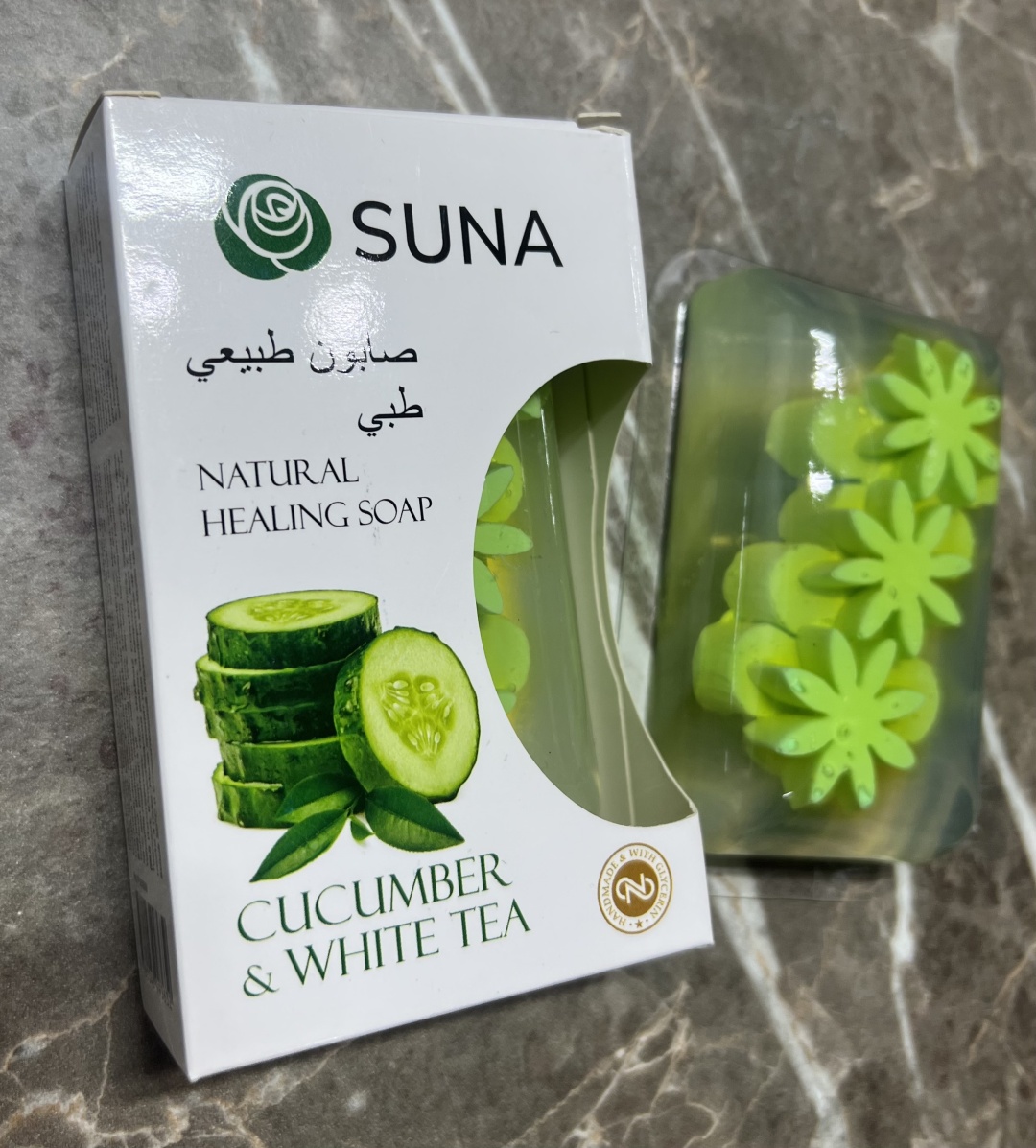 Кусковое мыло глицериновое Suna Cucumber & white tea 1 шт