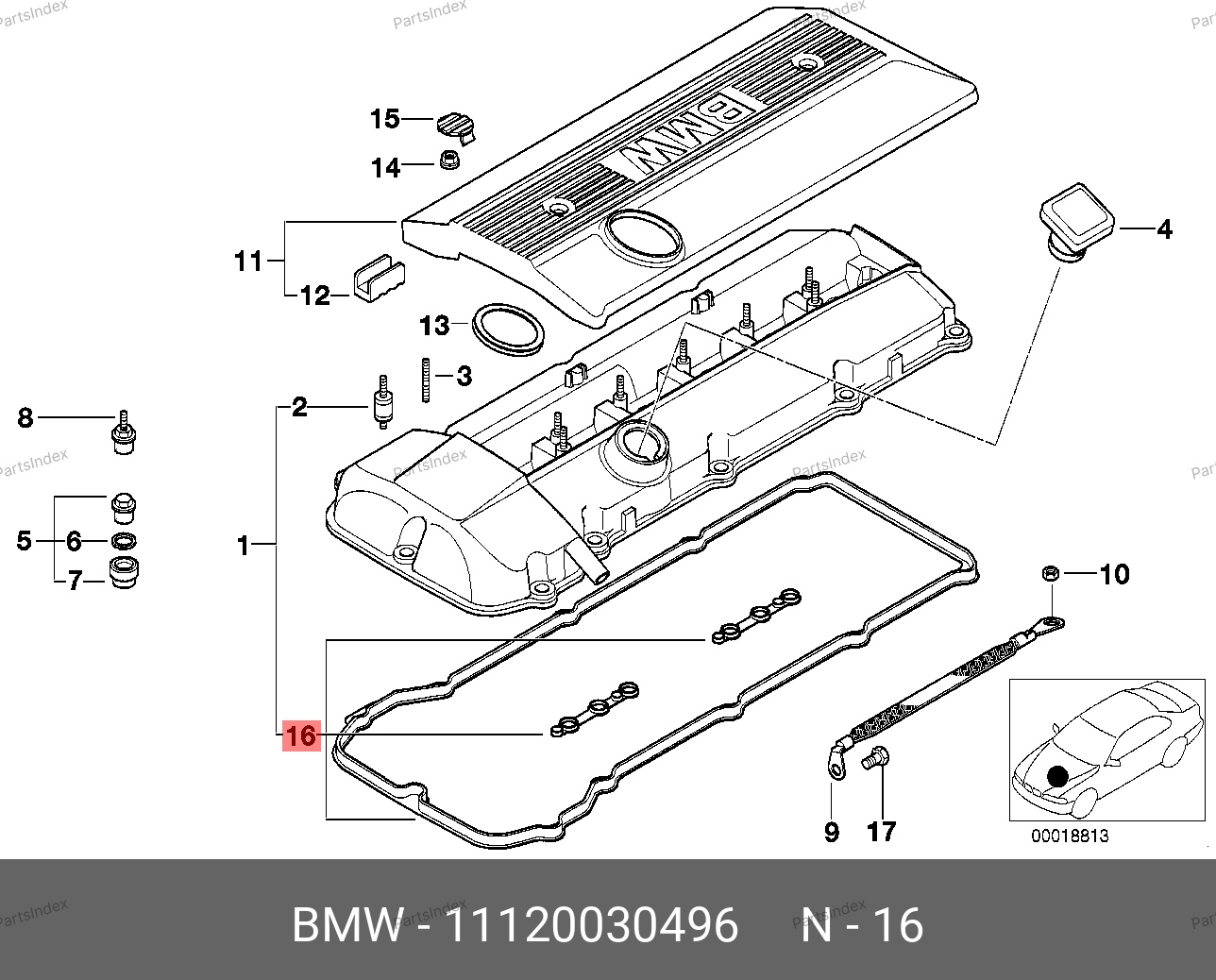 BMW Прокладки ДВС (комплект) 11120030496