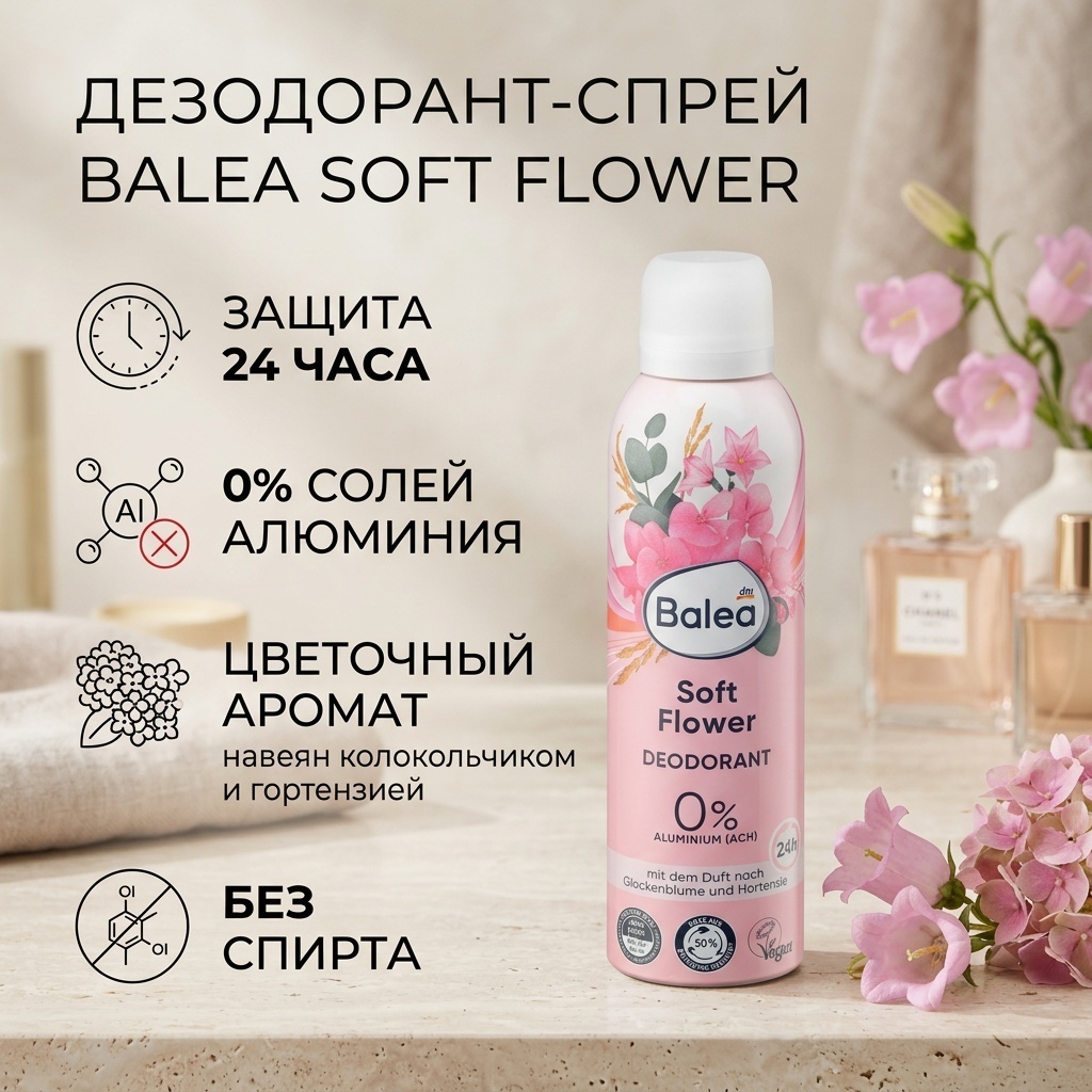 Balea Soft Flower дезодорант для женщин 200 мл