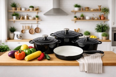 Набор казанов CAST IRON COOKWARE SET Black 4 в 1