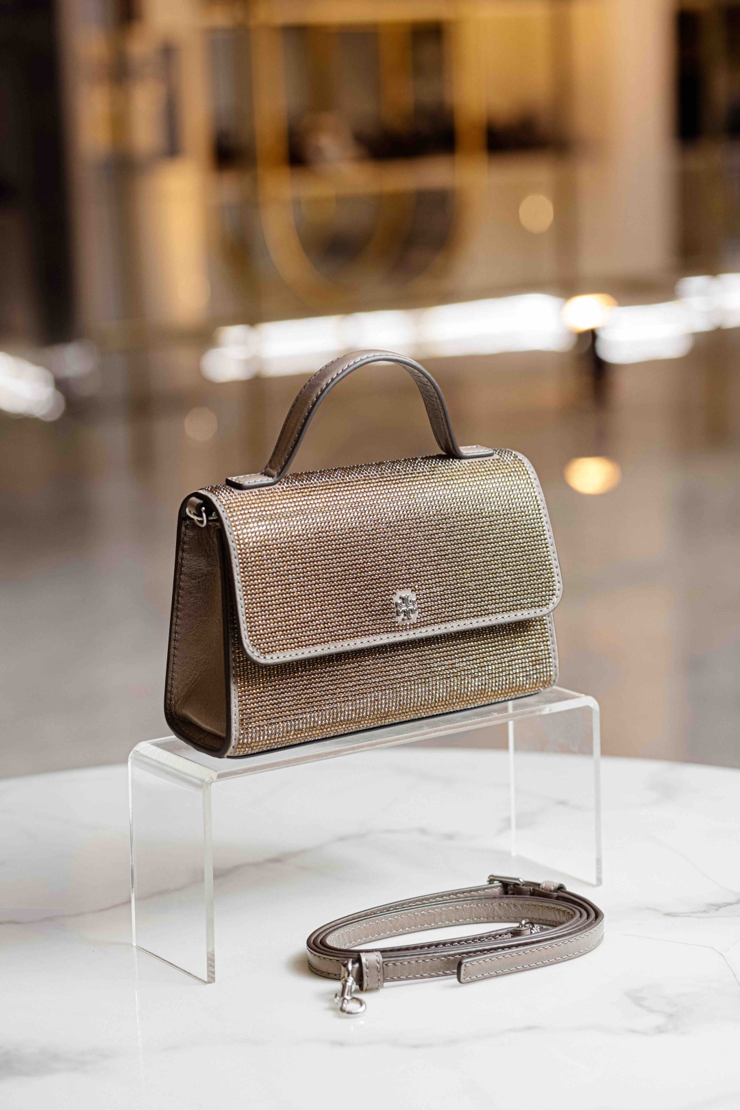 Мини-сумка TORY BURCH натуральная кожа бронзовый