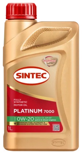 Синтетическое SINTEC PLATINUM 7000 SAE 0W-20 ACEA C5 API SP 0W-20 1 л