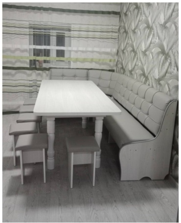 Кухонный уголок Кухонный уголок 88140250 6 стулья 88x250x140 см, белый, серый